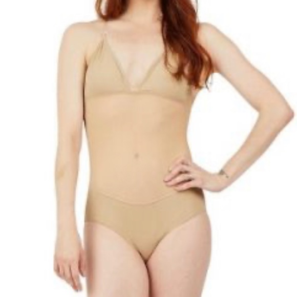 SET OF 2! NWOT Capezio Women's Plunge Neck Mesh Midriff Body Liner Leotard sz lg - Picture 2 of 7